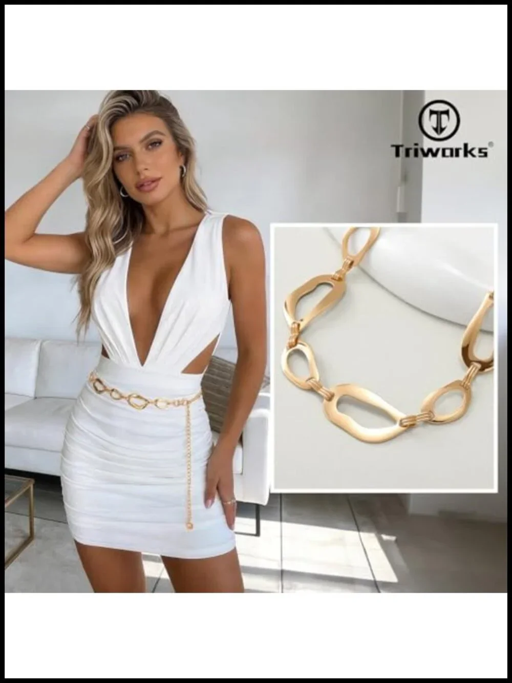 Chunky Chain Waist Belt for Women Dresses - Metal Link Belt